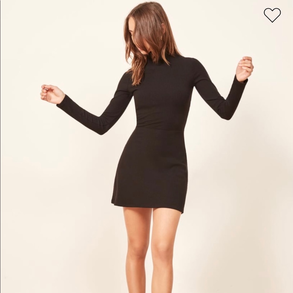 Reformation Jean little black ribbed dress
